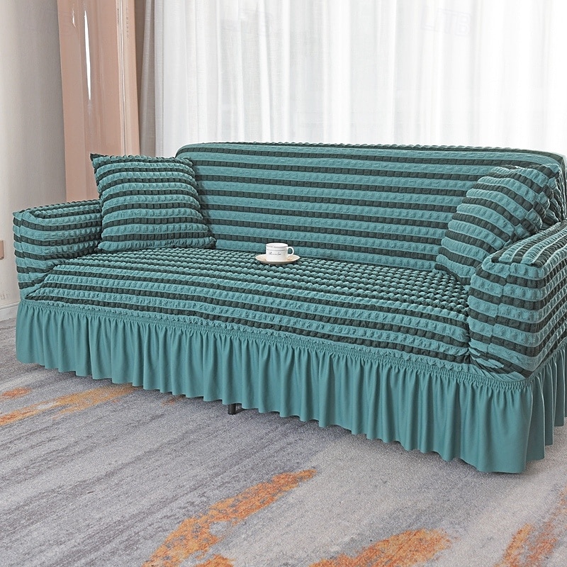 3D Bubble Lattice Elegant Stretch Sofa Cover Loveseat Cover Couch Cover Spandex Elastic Sofa Slipcover Protector with Skirt 2025 - $39.99 –P18