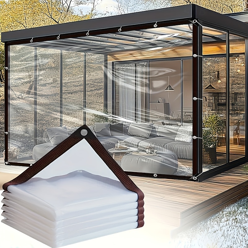 Prelată impermeabilă transparentă, husă impermeabilă, material îmbunătățit de înaltă calitate, cu margini rezistente la rupere, pentru camping în aer liber, terasă, picnic, carport, grădină, balcon și 2026 - $44.99 –P1