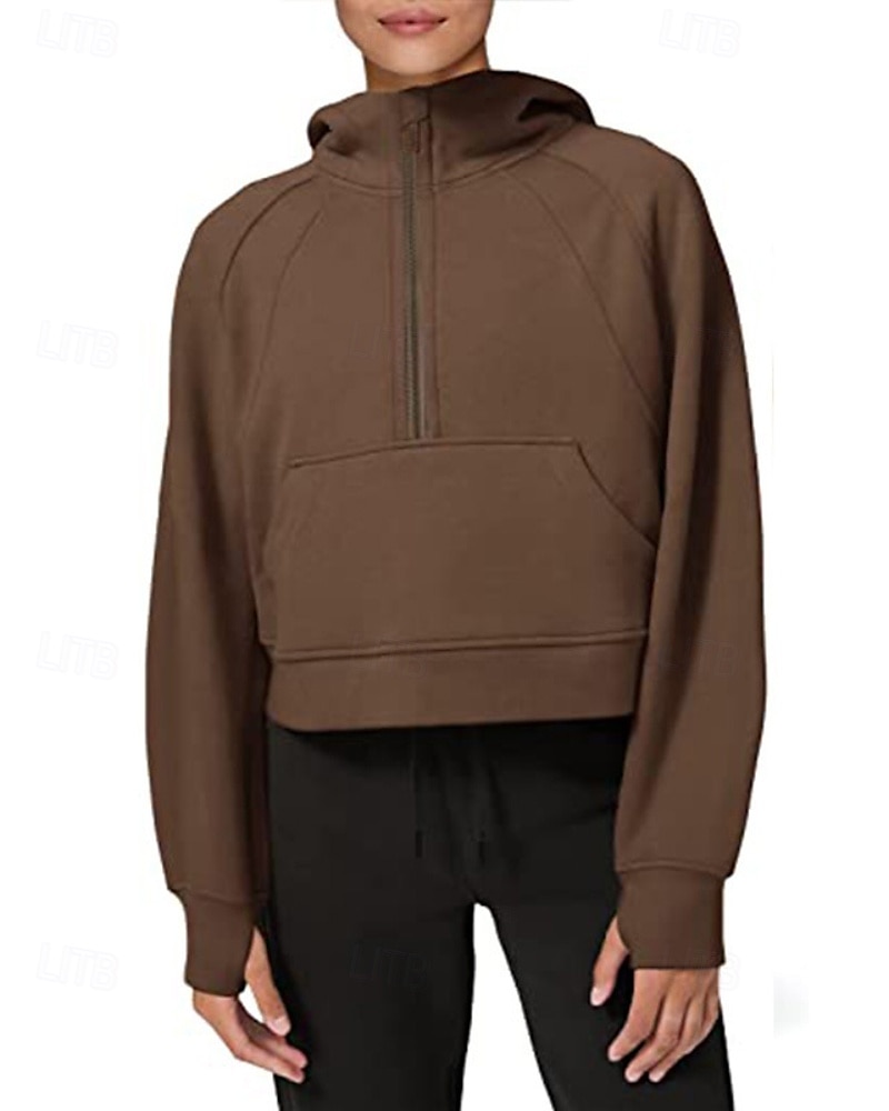Women's Pullover Hoodie Sweatshirt Plain Streetwear Casual Long Sleeve Hooded Regular Tops Street Holiday Zipper Light Pink Black Pink Red Navy Blue Winter 2025 - $25.99 –P7