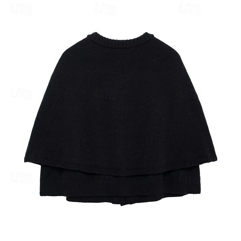 Damen Kappe Mode Lässig Weich Einfarbig Gerippt Rundhalsausschnitt Knöpfe Gestrickt Langarm Normale Oberteile Stricken Outdoor Täglich Wochenende Schwarz Weiß Herbst Winter 2025 - $47.99 –P11