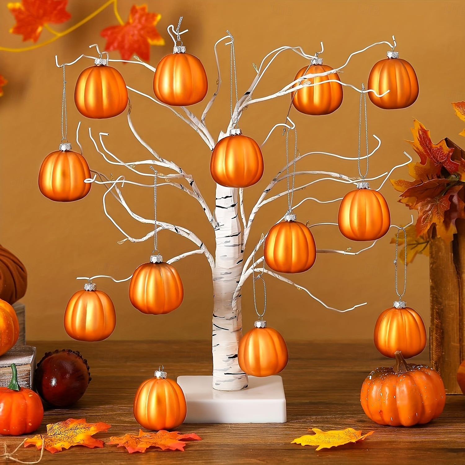 24 stk. hengende halloween gresskarpynt mini høst-Thanksgiving-ballpynt, 5 cm rustikke gresskarkuler i gårdshusstil til høsttre, girlander, borddekorasjon eller høytidsdekor. 2025 - $12.99 –P4