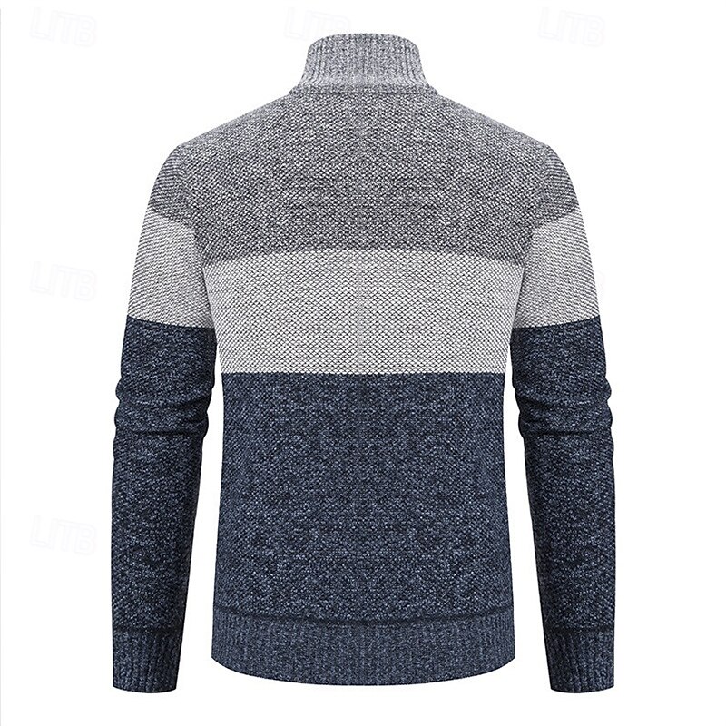 Herren Strickjacke Kurzer Pullover Reißverschluss-Pullover Strickpullover Gerippt Stricken Normale Oberteile Patchwork Fleece Farbblock Stehkragen Mode Klassisch Urlaub Alltagskleidung Bekleidung 2025 - $24.99 –P9