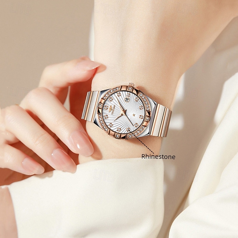 Uusi tyylikäs naisten ruusukultakotelo kvartsikello ipx7 vedenkestävyys ja luminous kalenterinäyttö rannekello arkielämään matkalle ystävänpäivälahja naisille 2026 - $16.99 –P9