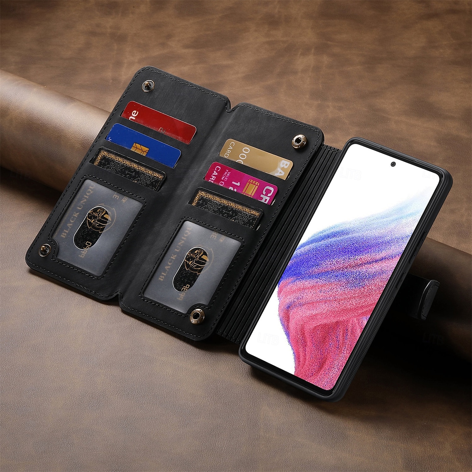 هاتف غطاء من أجل سامسونج جالاكسي اس 25 بلس اس 25 الترا S24 Ultra S24 Plus S23 Ultra S23 Plus A55 5G A54 A34 A14 A73 A53 A33 حافظة بطاقة المحفظة سحاب مسند الدراجة فتحة لبطاقة مكتب  /  الأعمال TPU 2025 - $17.99 –P6