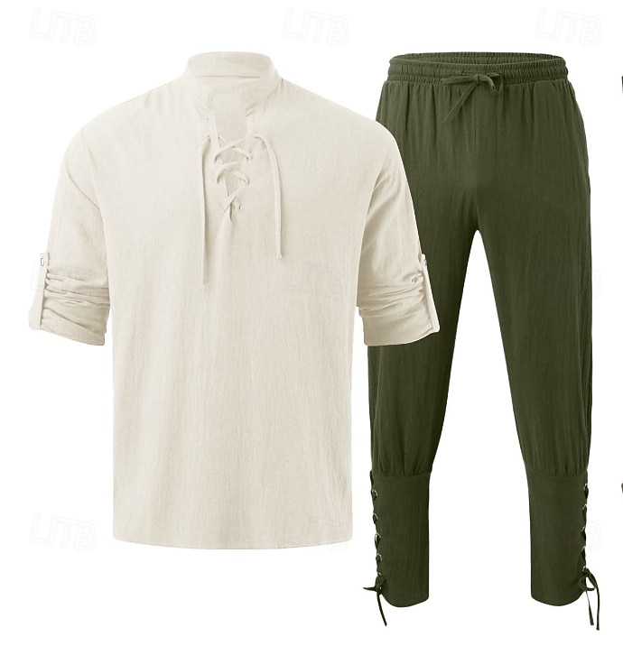 Retrò Vintage Medievale Rinascimento Pantaloni Abiti Camicia Pirata Ranger Costume Per uomo Vichingo Halloween Carnevale Mascherata Performance Mascherata LARP Adulti Camicia Pantaloni del 2026 a $44.99 –P5