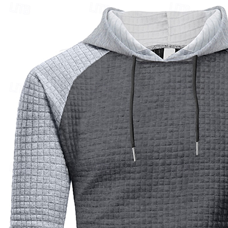 Per uomo Felpa con cappuccio Felpa con cappuccio a nido d'ape Aalbicocca Nero Bianco Borgogna Grigio chiaro Con Cappuccio Colletto Mao Semplice Patchwork Blocco di colore Sport & Outdoor Casuale del 2025 a $23.99 –P7