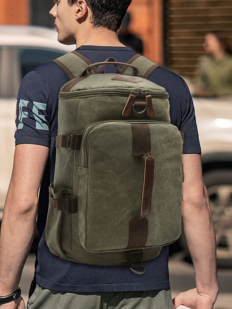 Borsa da viaggio convertibile in tela vintage da uomo, con tracolla, grande capacità, multifunzione, per il ritorno a scuola, gite del fine settimana, palestra e uso all'aperto del 2026 a $59.99 –P1