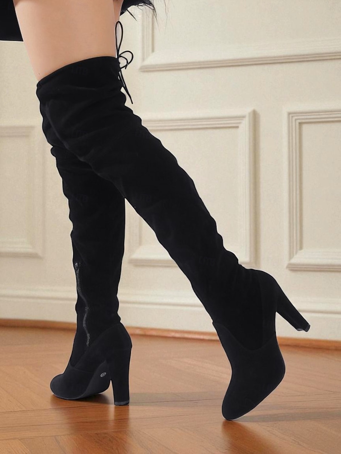 bottes cuissardes en daim gris pour femme à talons hauts - bottines cuissardes chics et élégantes pour les sorties à la mode et les tenues de soirée de 2025 ? $32.99 –P4
