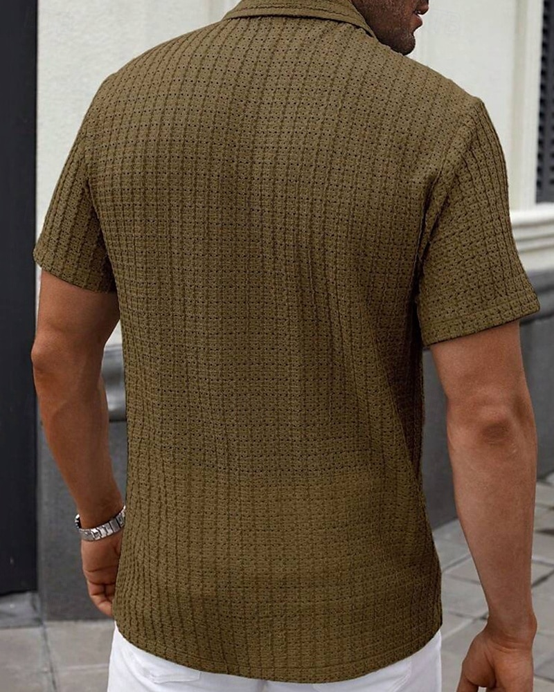 Per uomo Camicia Camicia Estiva Camicia casual Camicia da Spiaggia Camicia con Bottoni Marrone Scuro Nero Bianco Verde chiaro Blu Manica Corta Semplice Bavero Vacanza Camicia hawaiana Abbigliamento del 2025 a $23.99 –P12