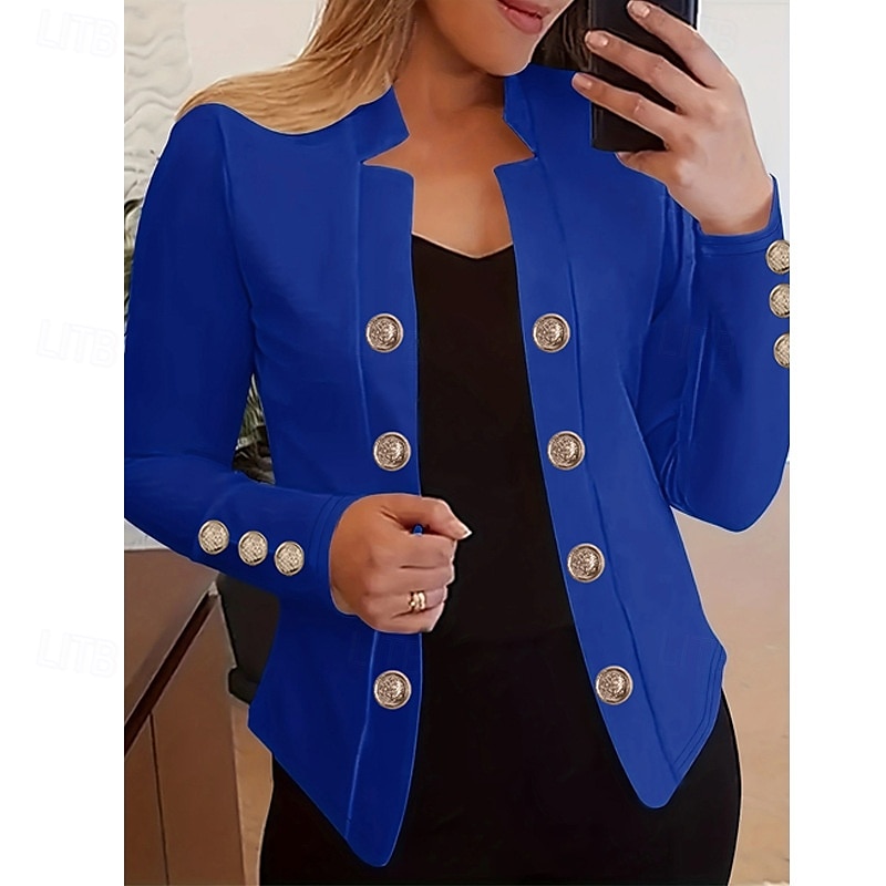 نسائي سترة مريح متنفس Buttons موضة الحديث سهل عمل مناسب للبس اليومي عادية مرتفعة عادي كم طويل ملابس خارجية زهري فاتح أسود أبيض الربيع الخريف 2025 - $23.99 –P7