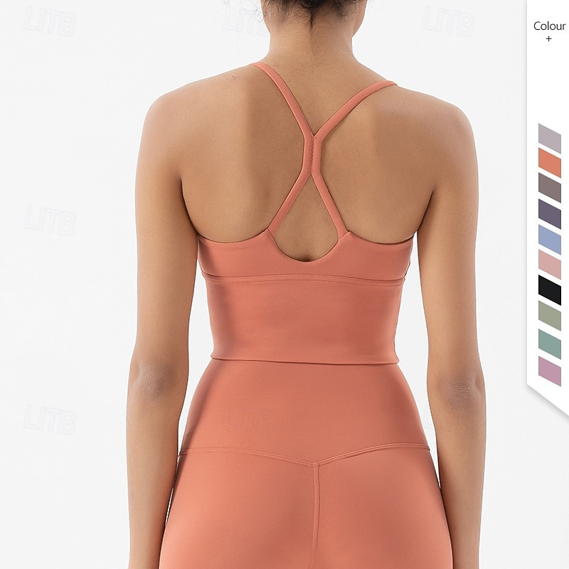 Damen Yoga Crop Tank Top Sport-BH Unterwäsche Medium Unterstützung Bürgellos Gefüttert Einfarbig Sport Sportkleidung Hellrosa Meerblau Pilates Laufen Yoga 2025 - $21.99 –P1