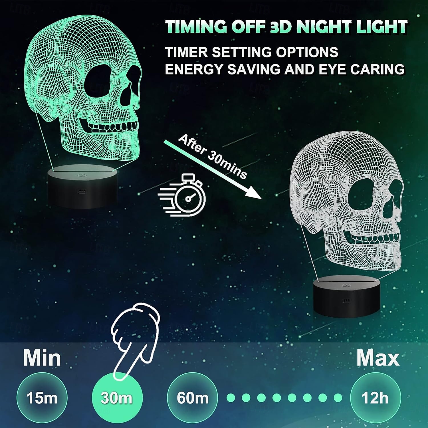 Luz noturna de caveira para crianças, lâmpada de mesa de ilusão 3D LED, 16 cores que mudam com controle remoto e temporizador, melhor presente de aniversário de Natal e Halloween para crianças e de 2025 por $15.99 –P3