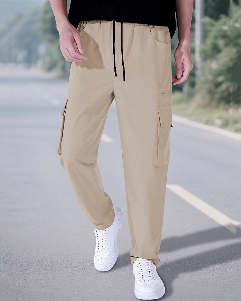 Per uomo Pantaloni Cargo Pantaloni Elastico in vita Coulisse Multi-tasche Semplice Mimetico Indossabile All'aperto Quotidiano Campeggio & Escursionismo Moda Classico Nero Verde militare del 2025 a $18.99 –P18