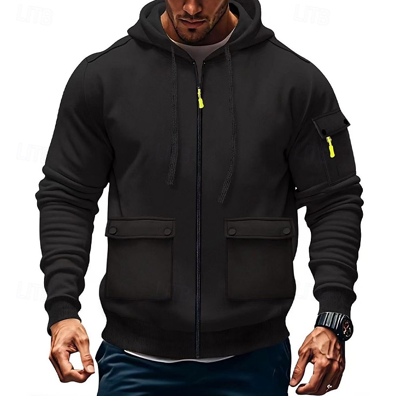 Per uomo Felpa con cappuccio Felpa con cappuccio in pile Felpa con cappuccio tattica Nero Bianco Vino Verde militare Rosso Con Cappuccio Semplice Tasca Sport & Outdoor Casuale Quotidiano Streetwear del 2025 a $27.99 –P12