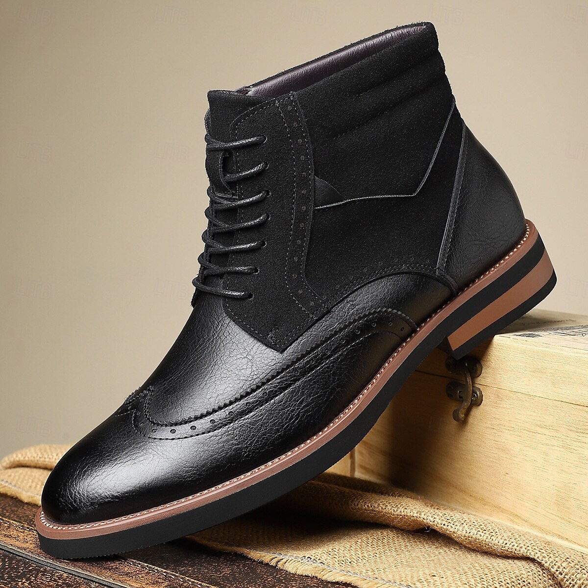 Per uomo Stivali Camminata Vintage Casual Britannico Pelle PU Camoscio Confortevole Antiscivolo Caldo Allacciatura Nero Giallo Marrone Autunno Inverno del 2025 a $54.99 –P1