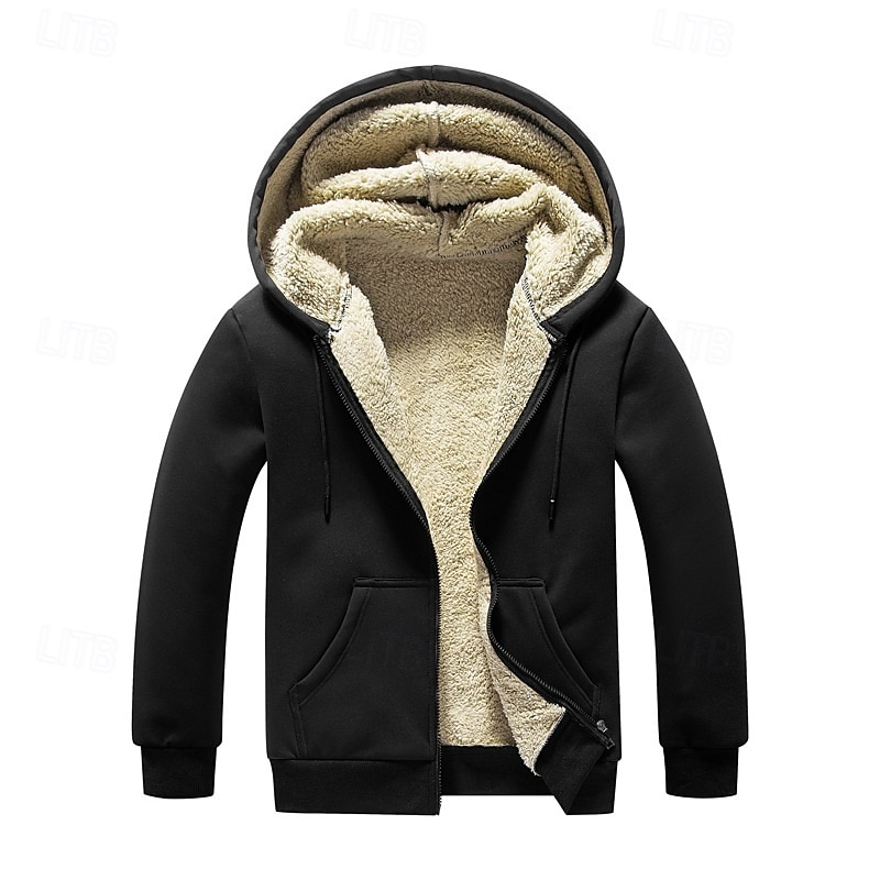 Per uomo Felpa con cappuccio Felpa con zip Felpa con cappuccio in pile Nero Grigio chiaro Grigio scuro Con Cappuccio Semplice Con zip Tasca Frontale Sport & Outdoor Casuale Quotidiano Streetwear Cool del 2025 a $28.99 –P2