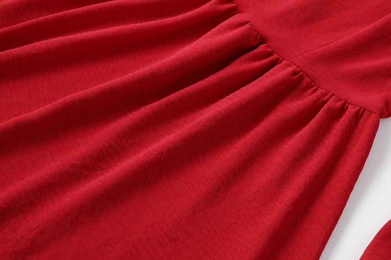 Damen Minikleid Boho-Kleid Westernkleid Mode Klassisch Modern Outdoor Ferien Ausgehen Normale Passform Einfach Langarm V Ausschnitt Rote Sommer 2025 - $31.99 –P8