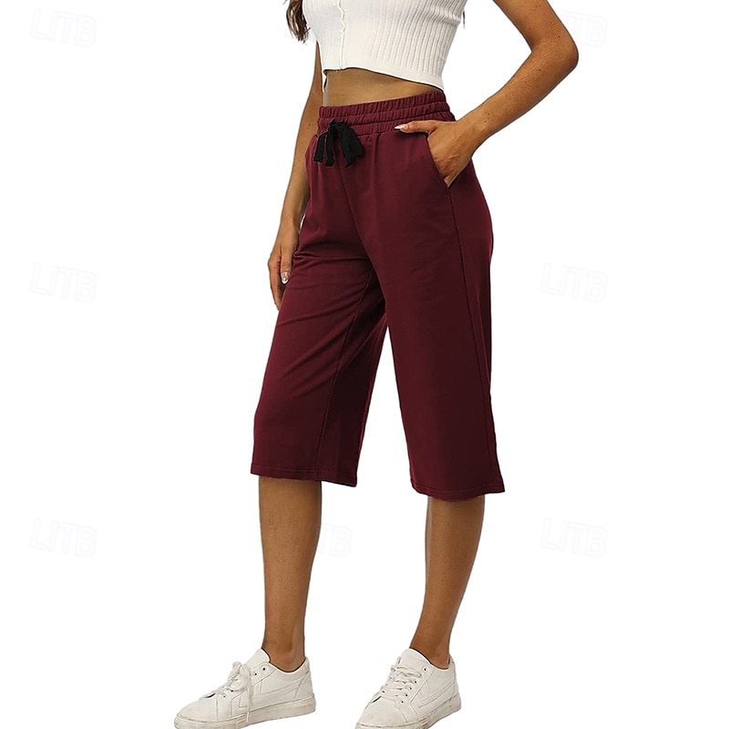 Femmes Jambe large Chinos Occasionnel Longueur mollet Naturel Uni in in france they say Pontalon wide leg Confortable Respirabilité Décontracté Quotidien Noir Blanche Vin Vert Véronèse Printemps de 2025 ? $16.99 –P7