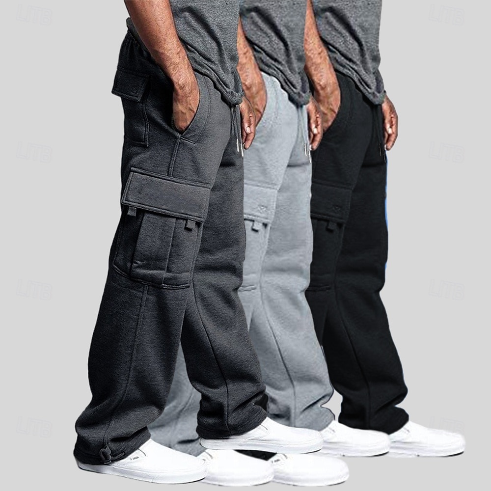 Herr Militärbyxor Fleecebyxor Joggingbyxor Joggare Långbyxor Elastisk midja Snörning Flera fickor Ensfärgat Vindtät Utomhus Knelängd Utomhus Ledigt Dagligen Mode Streetwear Svart + Vit + Ljusgr 2025 - $35.99 –P4