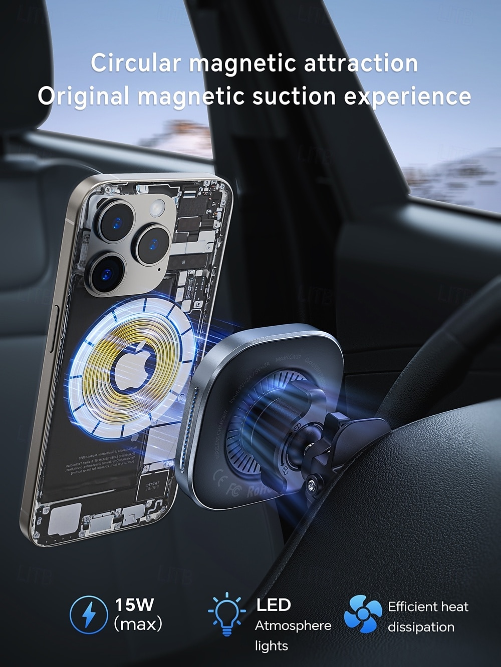 Qi2 15W Magnetic Car Phone Holder Wireless Charger Stand for IPhone 15 16 Pro Max Charging for Magsafe Car Charger LED INNOTREE 2026 - $38.99 –P2