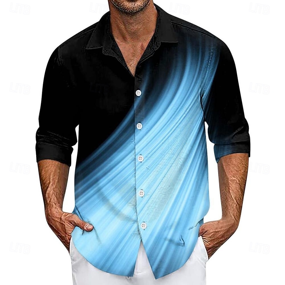 Voor heren Verloop Lijnen / golven Overhemd Overhemd met knopen Casual overhemd Lange mouw Mode-casual Vakantie Dagelijks Streetwear Zomer Lente Strijkijzer 3D-afdrukken shirts met kraag Rood blauw 2025 - $25.99 –P6