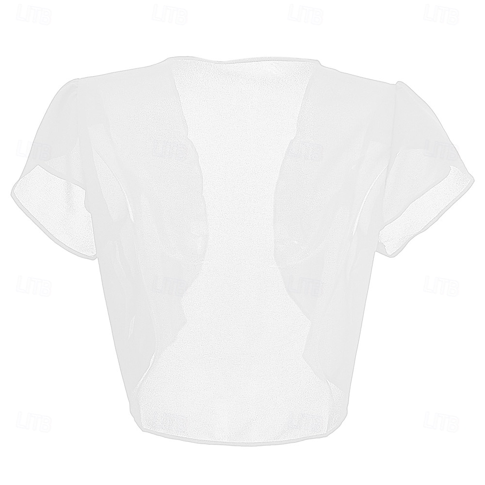 Kvinnenes Innpakningskjole Elegant Solbeskyttelse Kortermet Chiffon Bryllup Innpakninger med Ren Farge Bryllup Sommer 2025 - $21.99 –P5