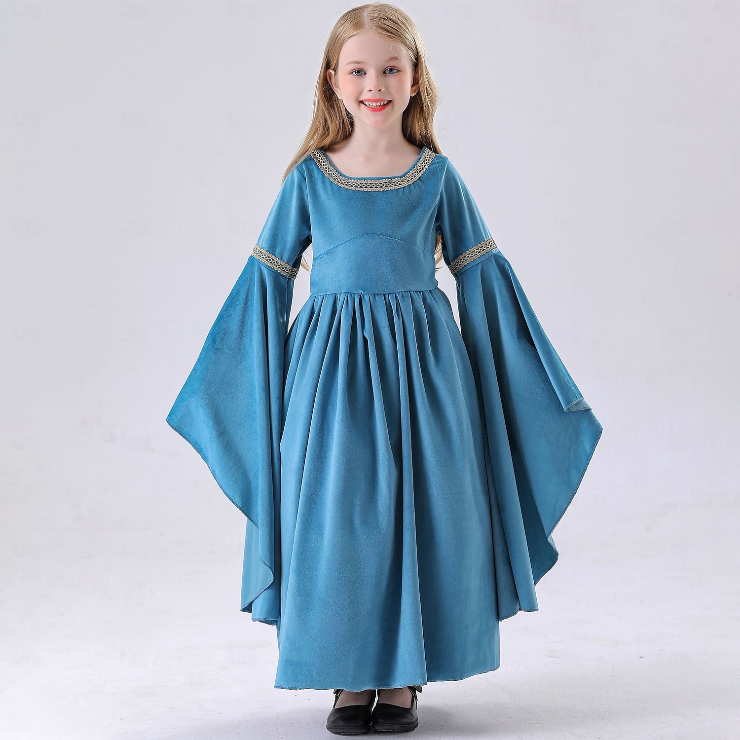 Retro Vintage Mittelalterlich Renaissance Kleid Umhang Tunikakleid Wikinger Keltischer Ritter Elfen A-Linie Mädchen Keltisch Vikinger Fantasie Halloween Karneval Leistung Party LARP Kinder Kleid 2025 - $53.99 –P1