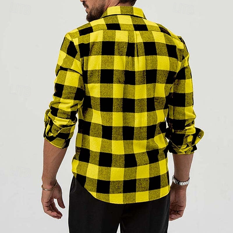 Bărbați Cămașă Cămașă de flanel Cămașă peste Plisat În aer liber Stradă Galben Albastru piscină Manșon Lung Iarnă Primăvara & toamnă Îmbrăcăminte 2025 - $25.99 –P6