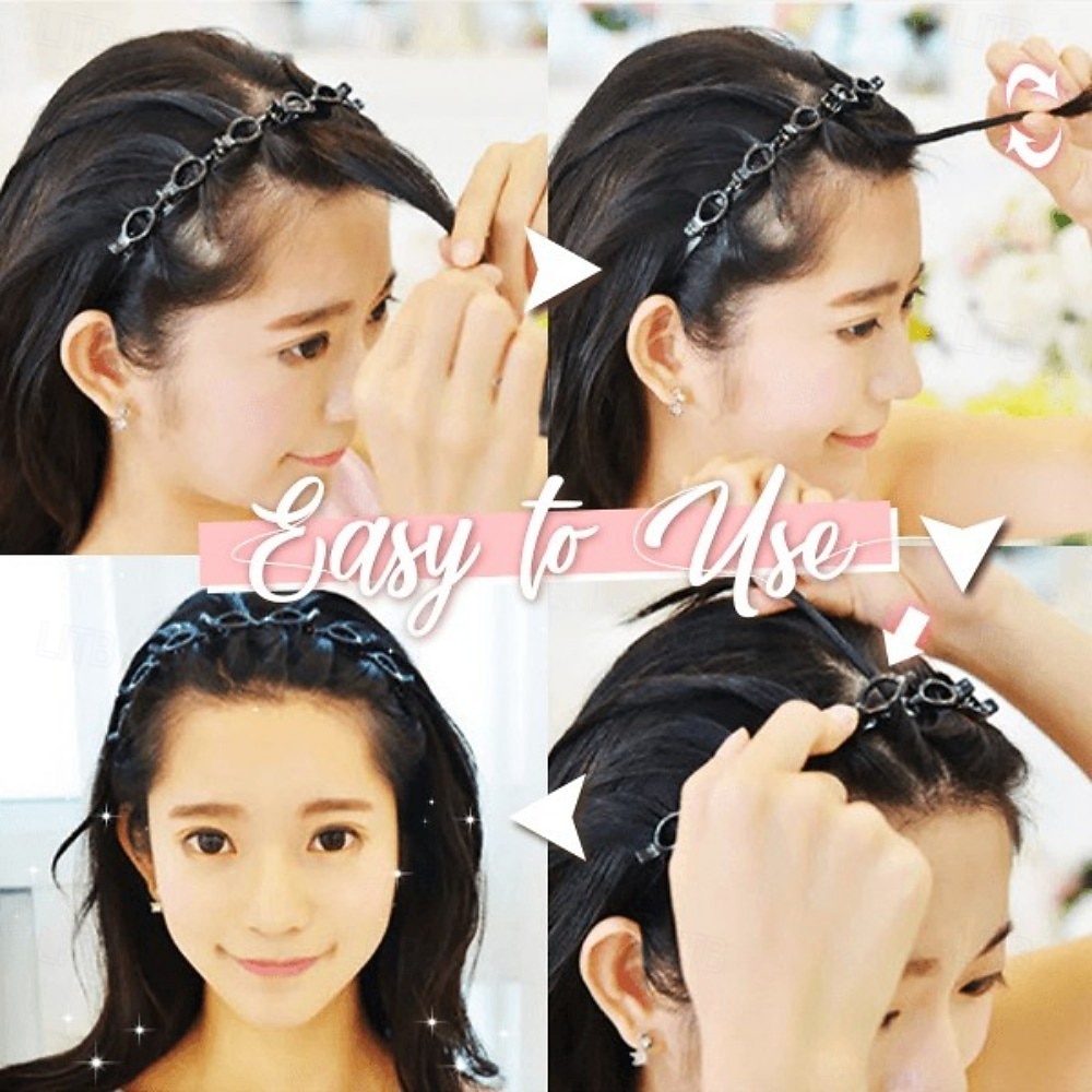 2 db-os dupla frufru frizura hajtű, többrétegű üreges fonott fejpánt, dupla rétegű frufru csatos hajpánt, divatos keresztbe tett hajkarika nőknek és lányoknak 2026 - $11.99 –P8