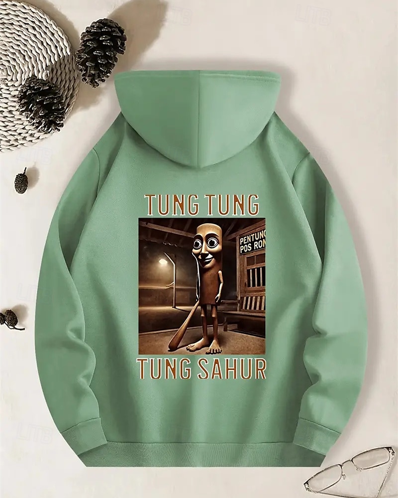 Pojkars avslappnad långärmad huvtröja med tung tung tung sahur-tryck vår höst mode streetwear barn 4-12 år huva utomhus daglig normal passform 2025 - $18.99 –P6