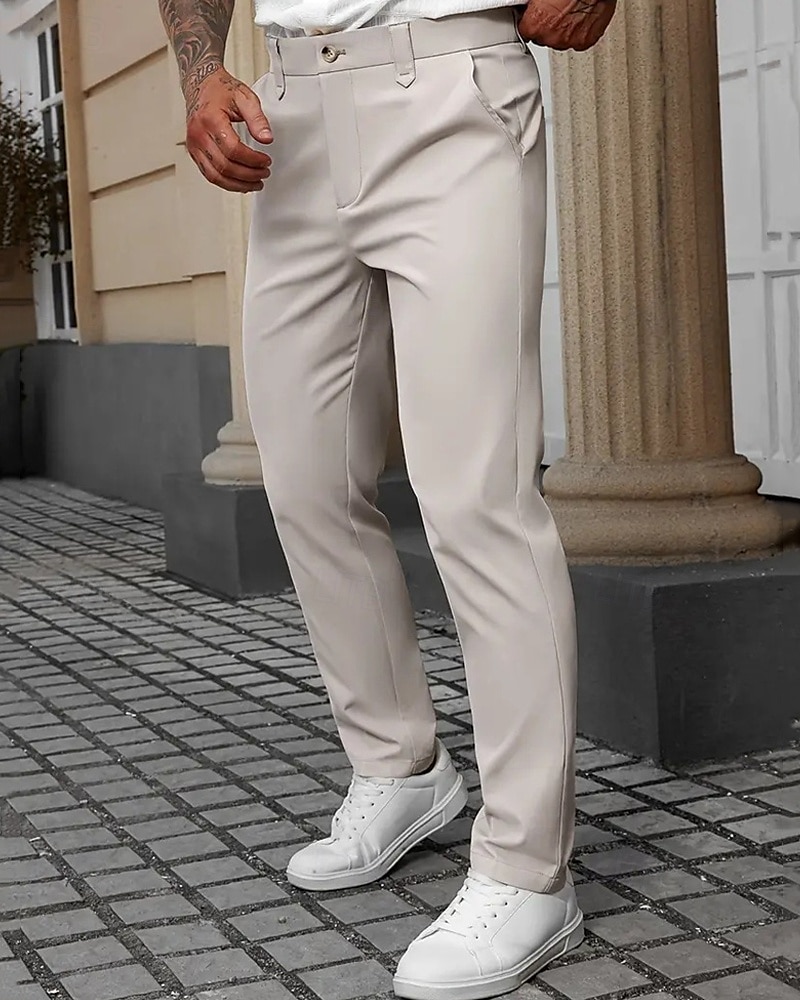 Hombre pantalones de traje Pantalones Chinos Bolsillo Botones Plano Comodidad Formal Fiesta Trabajo Moda Estilo clásico Negro Blanco Microelástico 2025 - $22.99 –P10