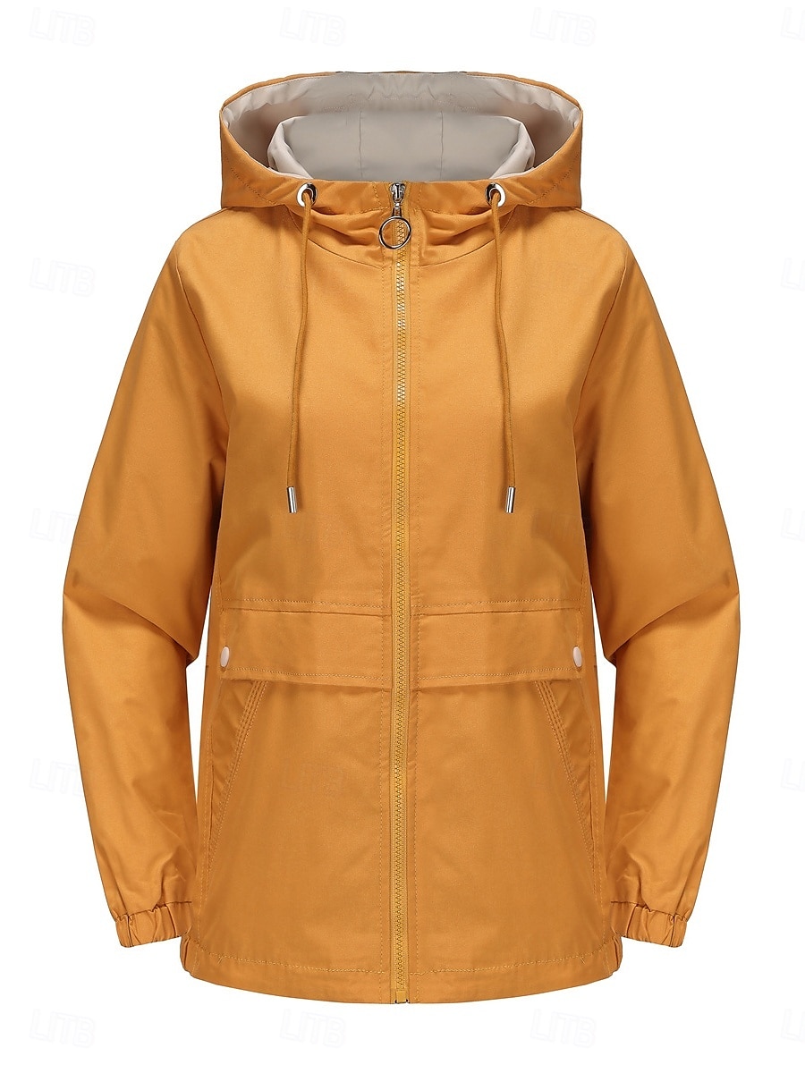 Dam Trenchcoat Hoodiejacka Bekväm Andningsfunktion Dragkedja Ficka Ledigt Slät Semester Gata Dagliga kläder Utekväll Dragkedja Normal Luvtröja Normal Långärmad Ytterkläder Svart Gul Vin Vår Höst 2025 - $51.99 –P8