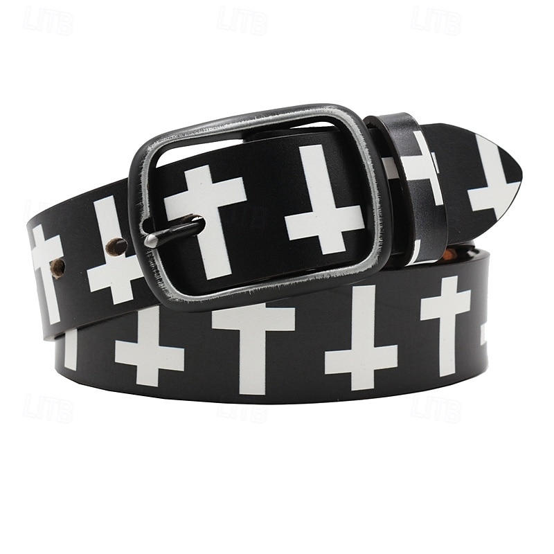 Men's Belt Waist Belt Black White Dermis Alloy Durable Adjustable Cross Outdoor Daily 2025 - $29.99 –P4