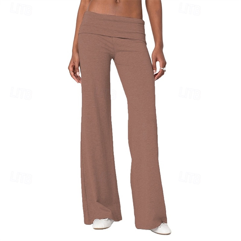 Pentru femei Picior Larg Pantaloni Pantaloni Palazzo Modă Șic Stradă Lungime totală Natural Simplu Talie elastică Respirabilitate Comfortabil Stradă Purtare Zilnică Ieșire Roșu Vin Negru 1 # Negru 2025 - $18.99 –P6