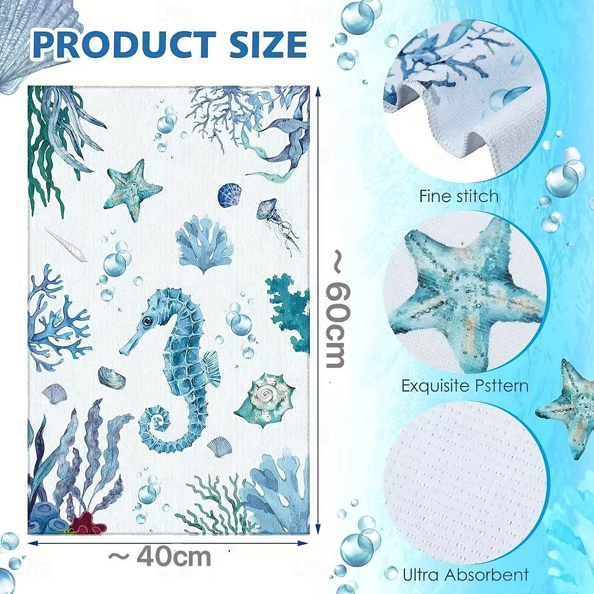 Ensemble de 6 torchons de cuisine en microfibre ultra doux et absorbants, motif tortue de mer et animaux marins, pour la cuisine, la pâtisserie et le nettoyage, torchons de cuisine décoratifs pour la de 2025 ? $22.99 –P5