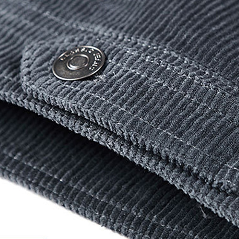 Men's Corduroy Jacket Cargo Jacket Casual Jacket Vacation Daily Pocket Fall Winter Plain Fashion Classic Lapel Regular Black Khaki Coffee Gray Jacket 2025 - $68.99 –P11