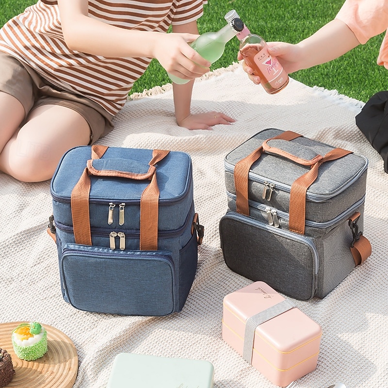 lunchväska för kvinnor och män för skolstart, kontorspicknick, vandring, strand, dubbellager, stor kapacitet, isolerad crossbody-lunchväska, vattentät kylväska för utomhuspicknick 2025 - $17.99 –P5