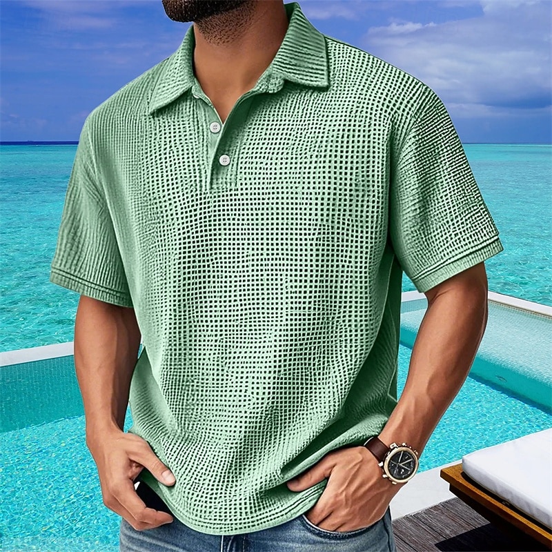 Per uomo Camicia di Velluto a Coste Maglia da golf Lavoro Casuale Bavero Manica Corta Essenziale Moderno Semplice Bottoni Estate Vestibilità regolare Nero Bianco Verde chiaro Rosso Blu marino Verde del 2026 a $18.99 –P8