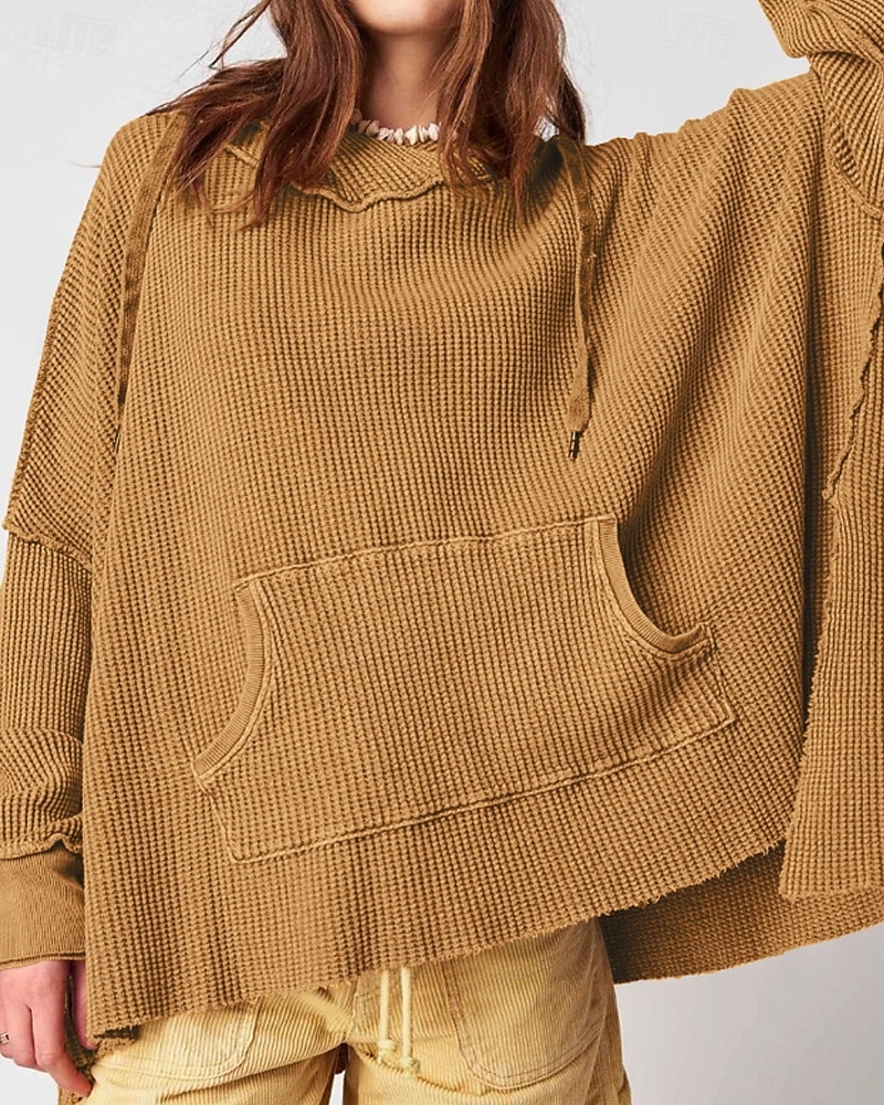 Per donna Felpa con cappuccio Semplice Moderno Casual Manica Lunga Con Cappuccio Top Regolari Ferie Uscire Tasca Nero Blu Viola Marrone Beige Autunno del 2025 a $26.99 –P13