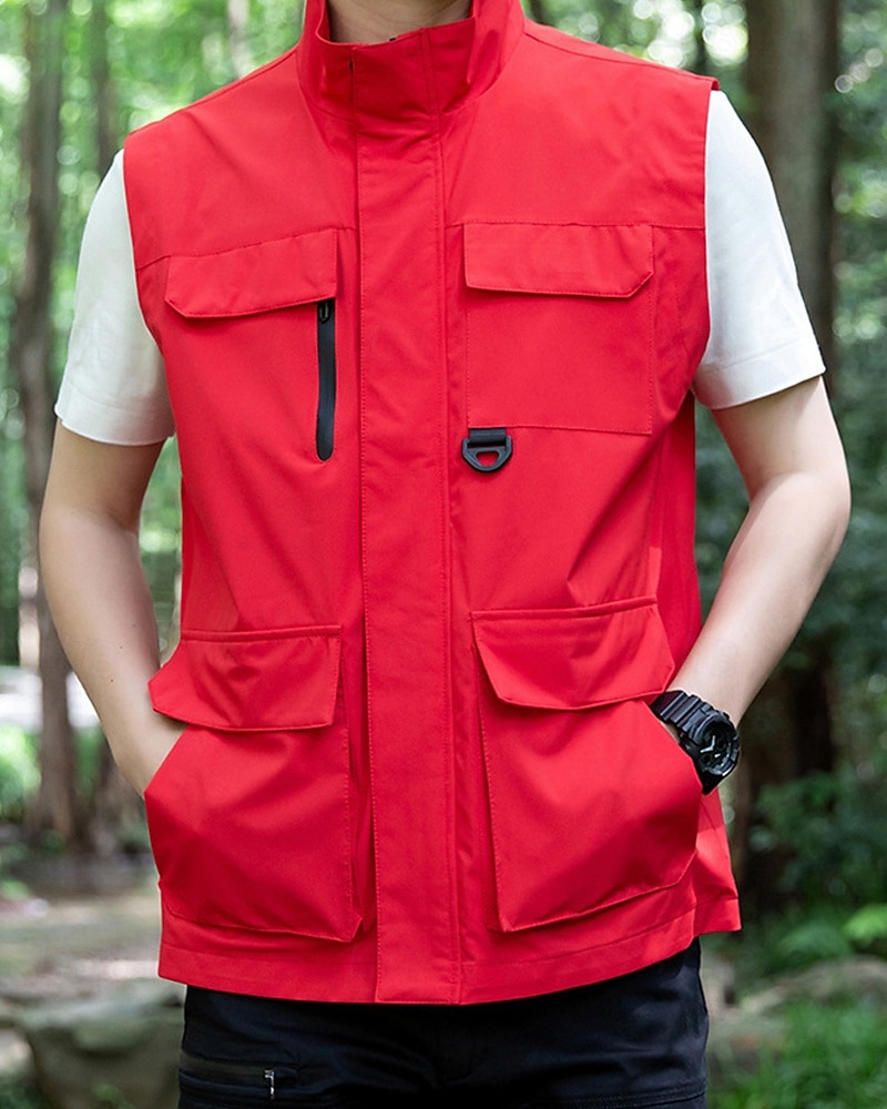 Per uomo Gilet All'aperto Quotidiano Moda Casual Primavera Autunno Tasca Poliestere Confortevole Semplice Cerniera Collo alla coreana Vestibilità regolare Nero Rosso Blu Cachi Gilet del 2025 a $48.99 –P3