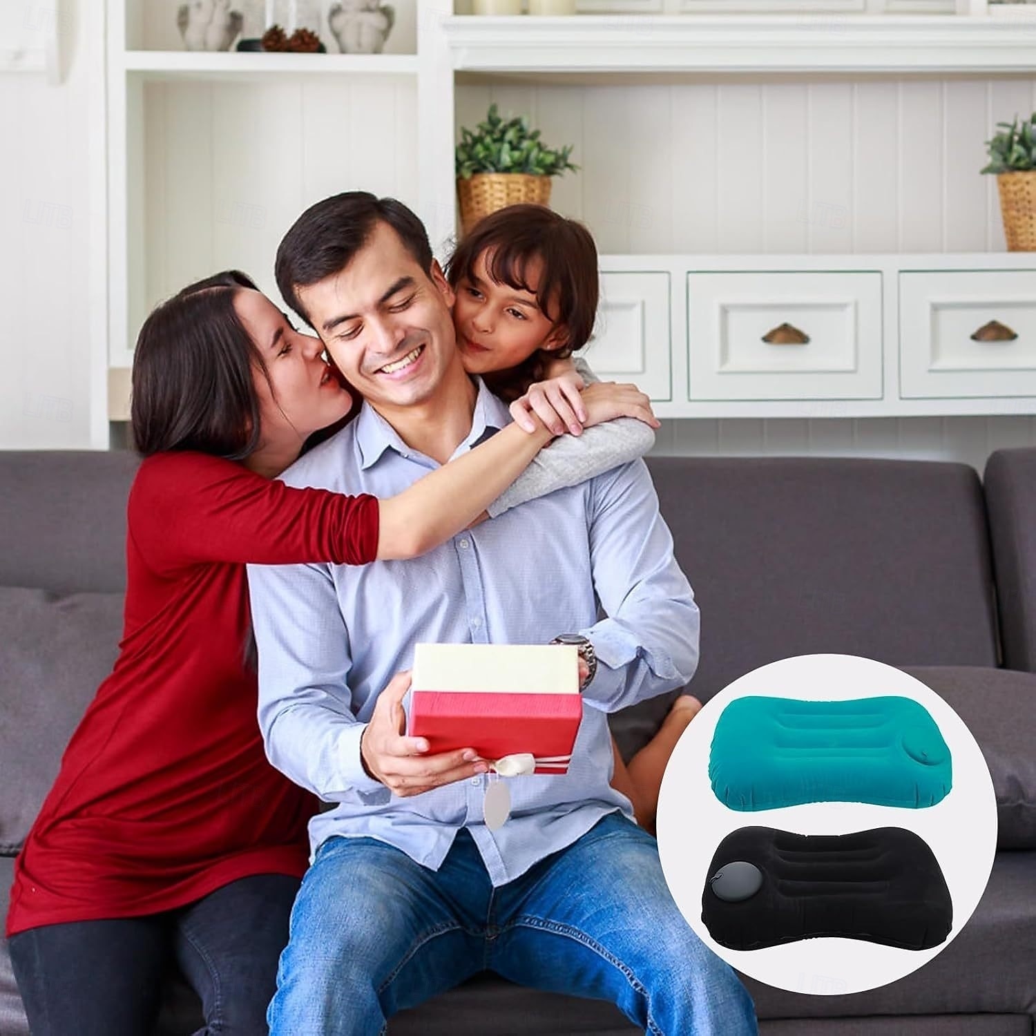 cojín de playa inflable &Almohada de camping: almohada de viaje portátil con tejido polar coral, diseño sin relleno para playa, oficina y hogar - azul verdoso &Limpieza de puntos negros, solo asientos 2025 - $10.99 –P6