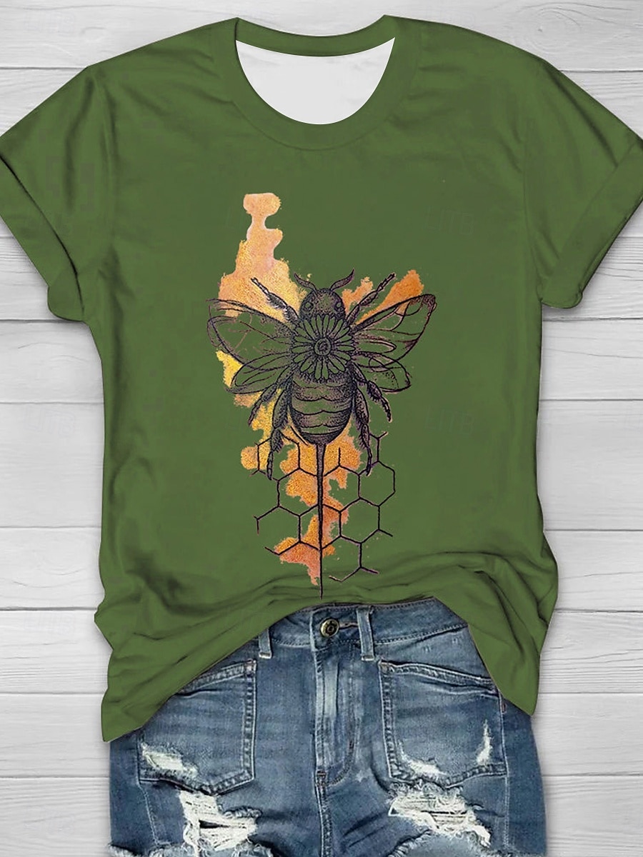 Pentru femei Tricou Grafic Animal Epocă Stilat Clasic Manșon scurt Stil Nautic Topuri obișnuite Zilnic Sfârșit de săptămână Imprimeu Verde salvie Alb Roz Îmbujorat Roz Prăfuit Portocaliu Vară 2025 - $19.99 –P3