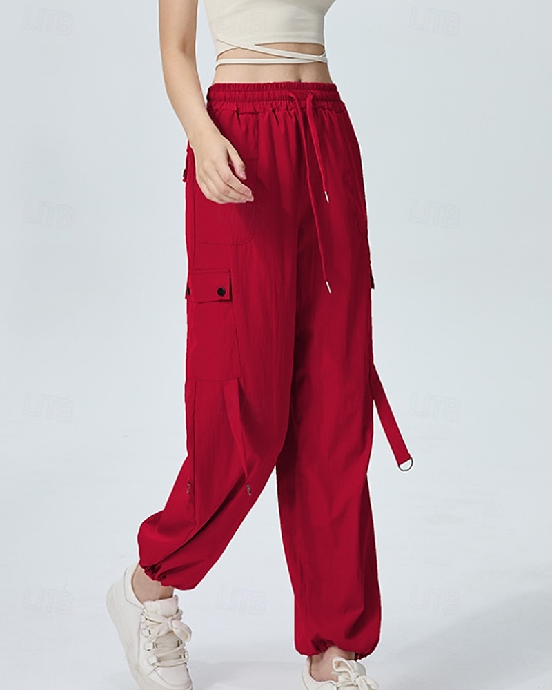 Femmes Pantalons Cargo Slacks Streetwear Occasionnel Longueur complète Naturel Uni Avec Poches Conception à cordon élastique Doux Tenue quotidienne Week-end Noir Rouge Fuchsia Gris argenté Automne de 2025 ? $22.99 –P10