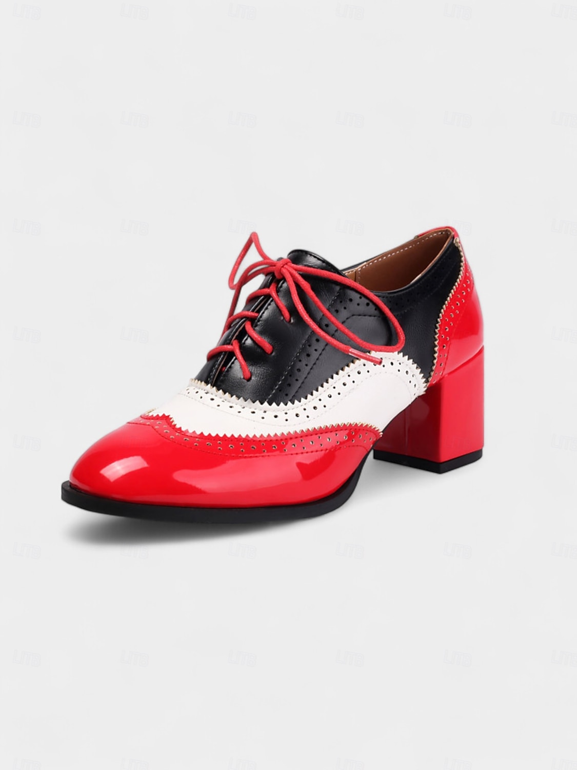 Zweifarbige Oxford-Schuhe mit Blockabsatz für Damen – Retro-Schnürschuhe in Mintgrün und Metallic für den Streetstyle im 50er-Jahre-Stil, Alltagsoutfits und legere Anlässe 2025 - $46.99 –P5