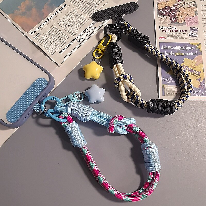 Nueva cuerda corta para colgar el teléfono móvil con estampado de muñeca, bonita cuerda tejida corta de doble uso, resistente para viajes al aire libre para hombres y mujeres. 2025 - $9.99 –P7
