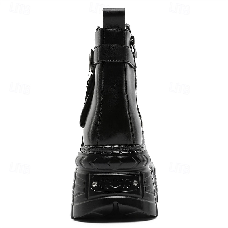 stivali da combattimento con fibbia a rivetto nera da uomo – stivaletti allacciati con plateau gotico per concerti, stile motociclista ed eventi punk del 2026 a $99.99 –P3