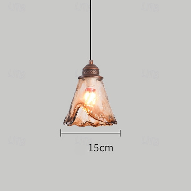 Nordic Style Retro Brown Single-Head Mini Pendant Lighting, Creative Cognac Color Clear Glass Lampshade Chandelier, Simple Metal Lamp Holder Hanging Lamp 2025 - $121.99 –P5