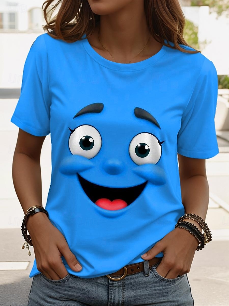 Femmes T-shirt Graphique Géométrie ancien Élégant Classique Manche Courte Col ras du cou Hauts Réguliers Quotidien Week-end Imprimé Jaune Bleu Violet Vert Été de 2025 ? $19.99 –P3