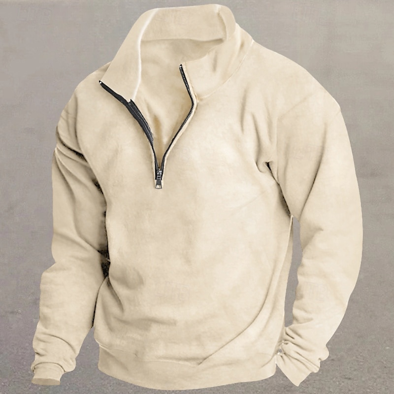 Hombre Sudadera Sudadera de polar Pull-over Sudadera con un cuarto de cremallera Negro Blanco Vino Rojo Caqui Cuello Mao Plano Deporte Casual Diario Ropa de calle De Deporte Primavera Otoño Ropa 2025 - $17.99 –P7