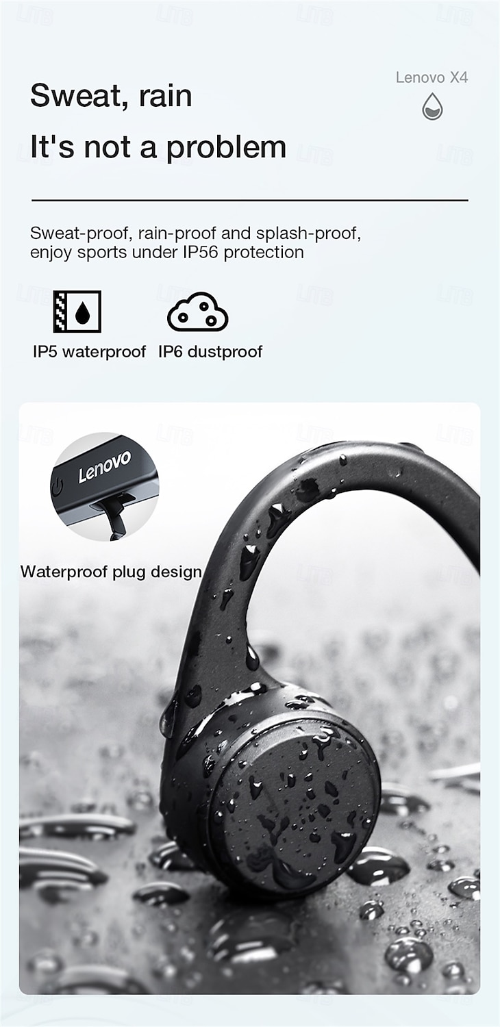 Lenovo X4 Bone Conduction Headphone Bone Conduction Headphones Bluetooth5.0 Ergonomic Design HIFI IPX5 for Apple Samsung Huawei Xiaomi MI Mobile Phone Valentine's Day Gift 2026 - $46.99 –P9